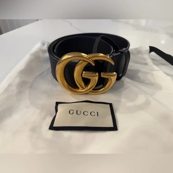 Gucci Marmont Double G Leather Belt – Black - Picture 1 of 4